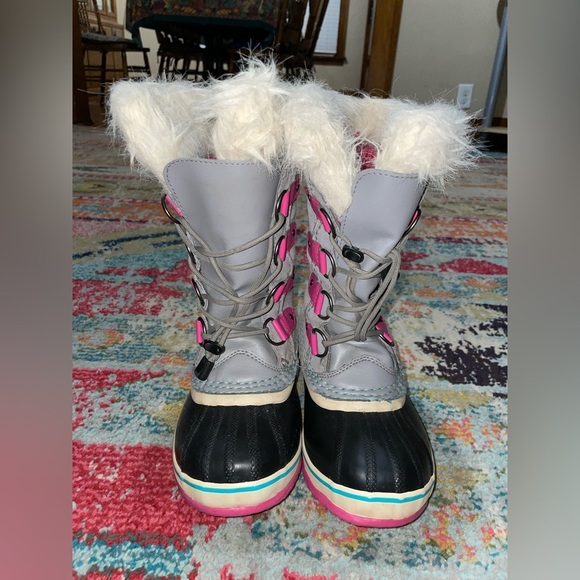 Sorel Girls Gray Pink Joan Of Arctic NY1858-060 Lace Up Mid-Calf Snow Boots - Picture 4 of 10